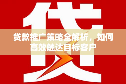 武安贷款推广策略全解析，如何高效触达目标客户