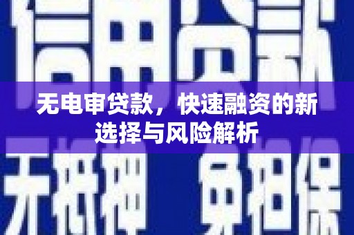 武安无电审贷款，快速融资的新选择与风险解析