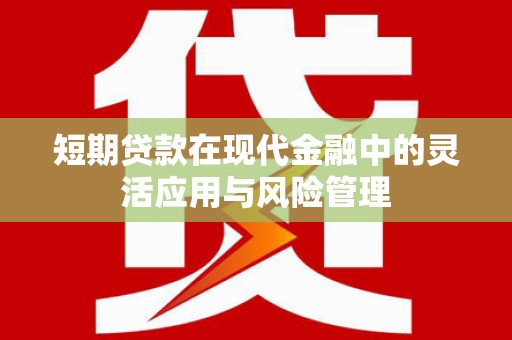 武安短期贷款在现代金融中的灵活应用与风险管理