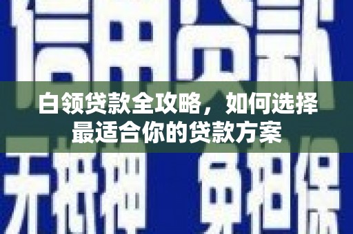 武安白领贷款全攻略，如何选择最适合你的贷款方案